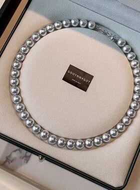 铂金珍珠项链奢小众真多麻女轻