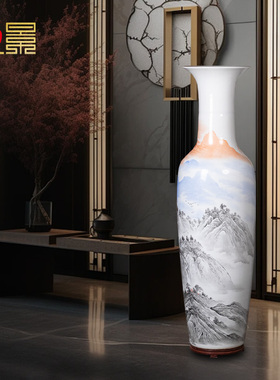 手绘鸿运当头落地大花瓶