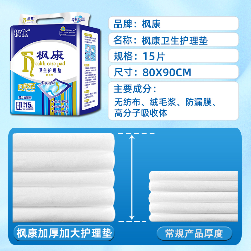 枫康成人护理垫80x90特大号老人专用老年人床垫加厚隔尿垫尿不湿 - 图1