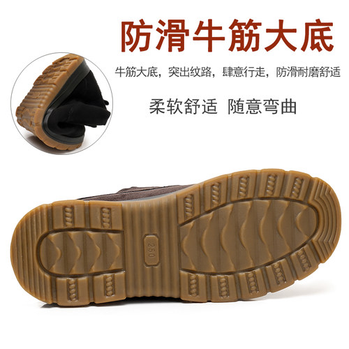 冬季老北京布鞋男棉鞋中老年防滑加绒男鞋爸爸老人保暖鞋加厚羊毛 - 图3