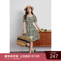 Solo bouquet Dress Romantic with Slim A-shape Doll Skirt Summer Dress New Micro Fat MM Bubble Sleevy Sleevy Dress