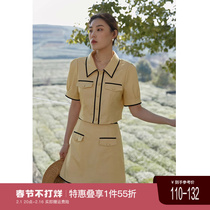 Unique Big Code Women Dress Minimalist Hit color retro short sleeves Two sets Outer 2022 Summer new Slim Fit Short Skirt Suit