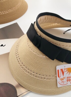 夏季女空顶防晒草帽折叠便携百搭