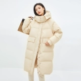 Демисезонный удерживающий тепло модный длинный пуховик, по фигуре, свободный крой, средней длины