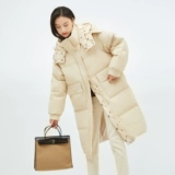 Демисезонный удерживающий тепло модный длинный пуховик, по фигуре, свободный крой, средней длины