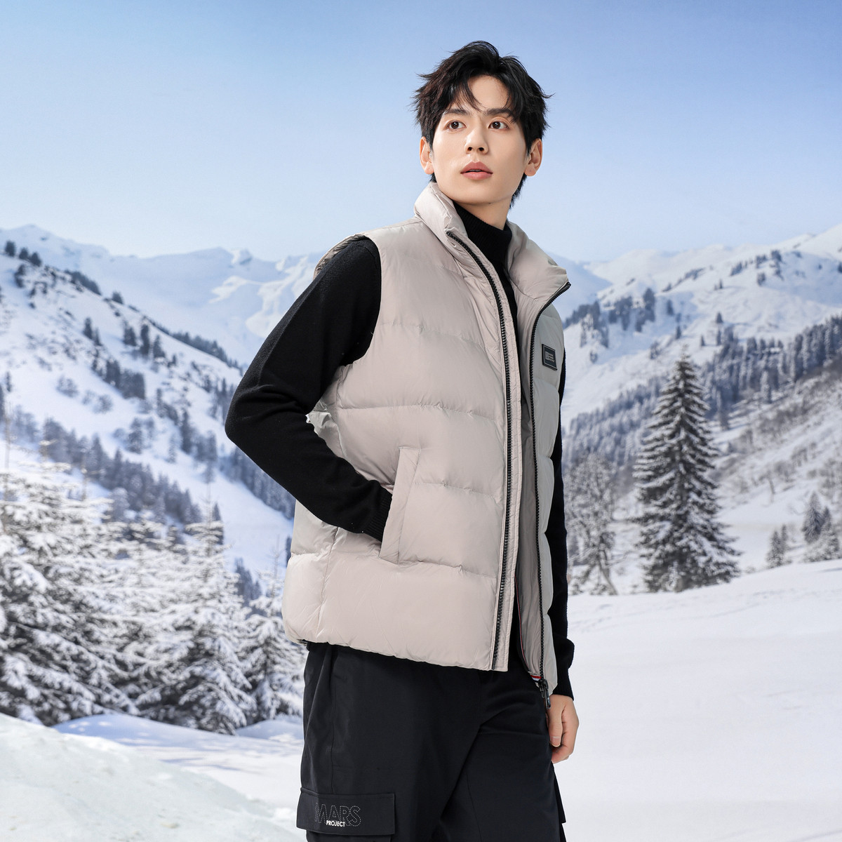 雪中飞2025冬新款冬季外穿轻薄立领羽绒马甲外套潮无袖坎肩男F,淘宝优惠券,粉丝福利购,淘宝优惠卷