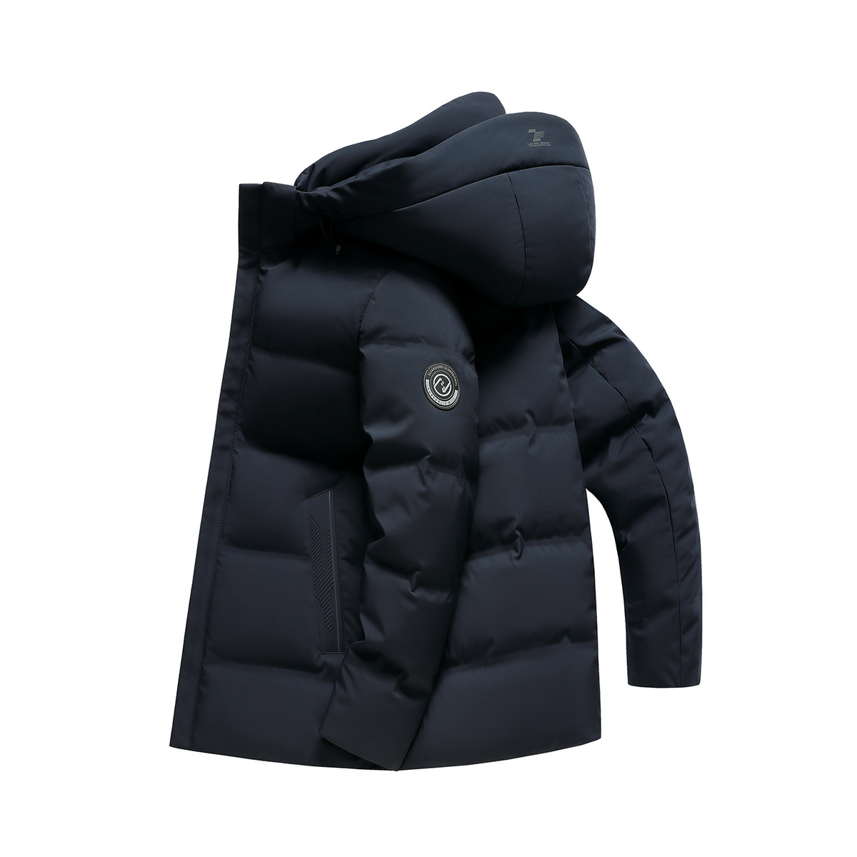 雪中飞2025春新款男士短款羽绒服商务时尚休闲深色百搭舒适袖标