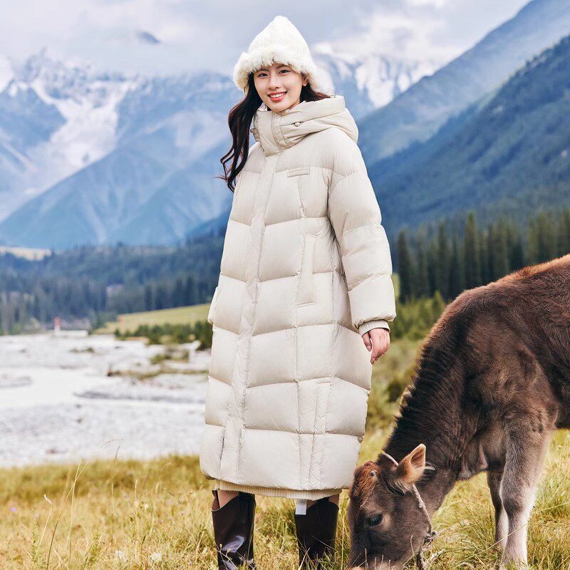 雪中飞25冬新款韩版大廓形女茧型长款羽绒服加厚宽松大码外套