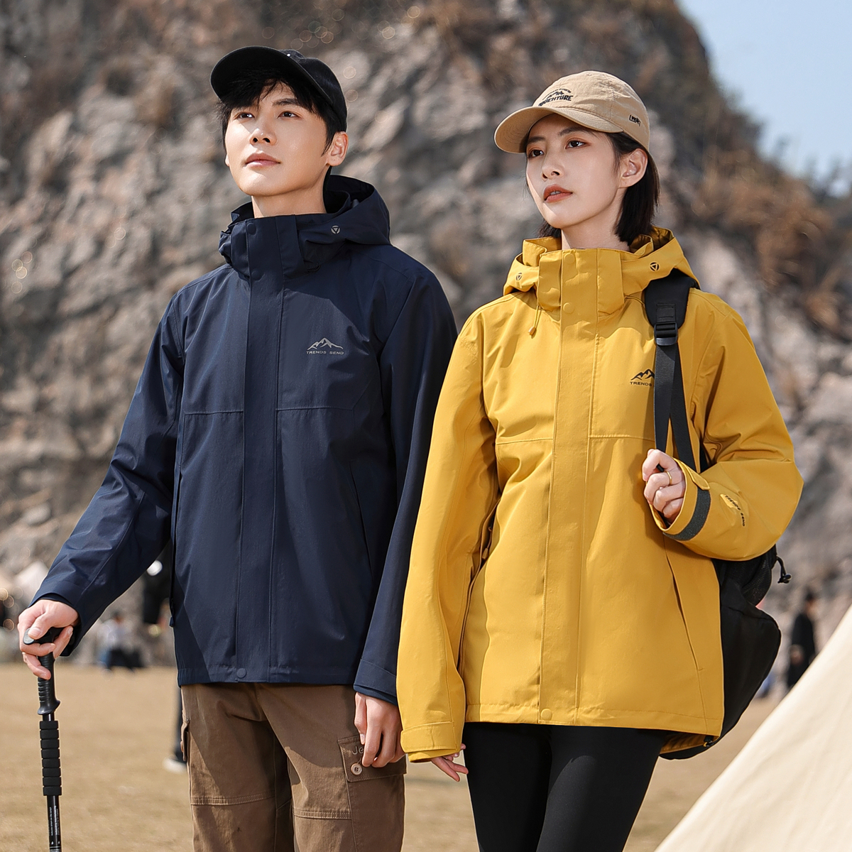 雪中飞2024冬新款男女款情侣三合一冲锋衣羽绒服户外运动防护