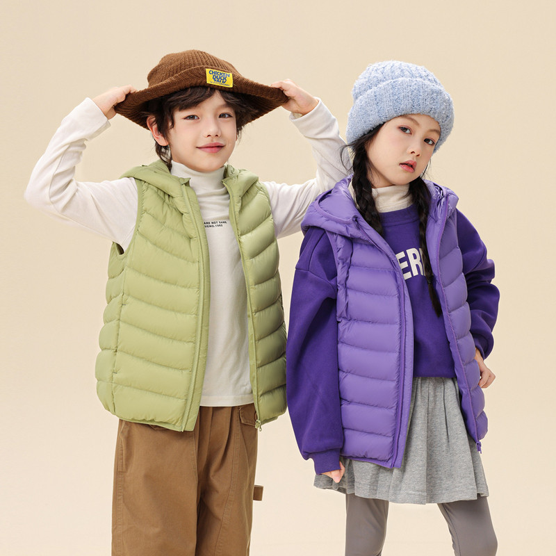 雪中飞2025冬新款儿童轻薄羽绒背心男童女童保暖校服神器马甲,淘宝优惠券,粉丝福利购,淘宝优惠卷