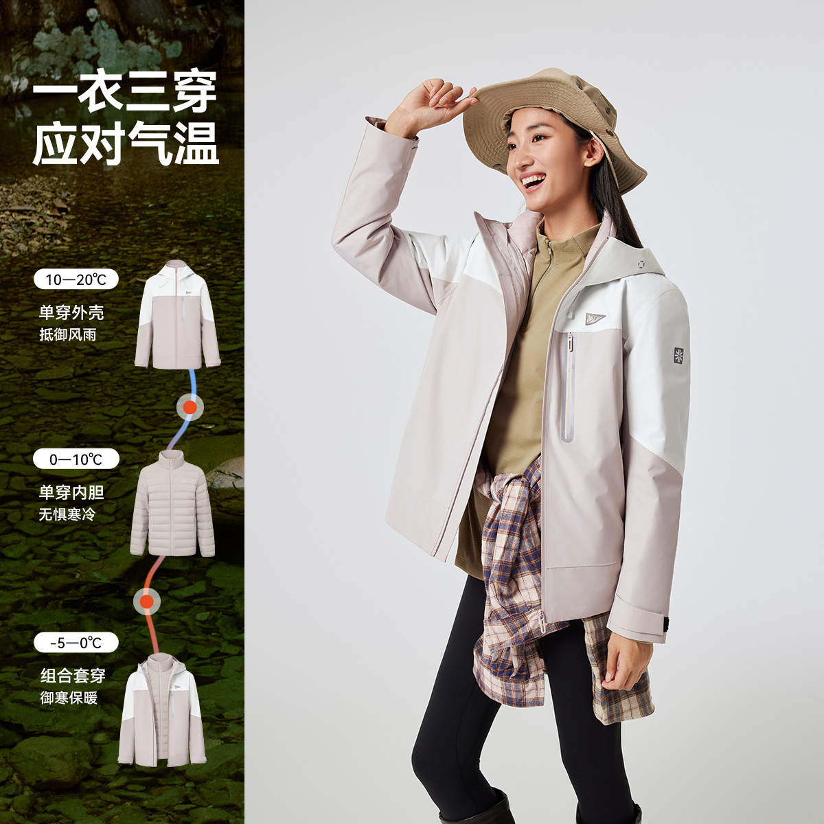 【山海】雪中飞2024冬新山系男女情侣三合一户外鹅绒冲锋衣羽绒服