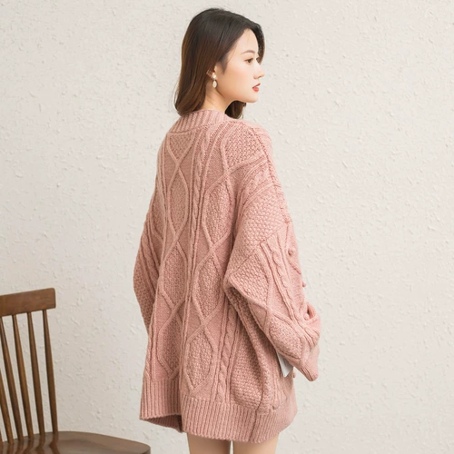 Осенний трикотажный кардиган, свитер, лонгслив, куртка, свободный крой