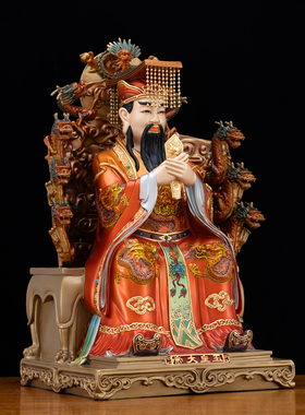 铜彩贴金玉皇大帝王母娘娘神像