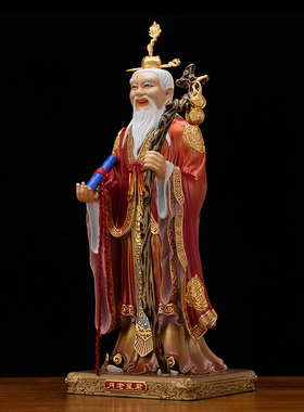 纯铜铜彩贴金月老星君神像摆件
