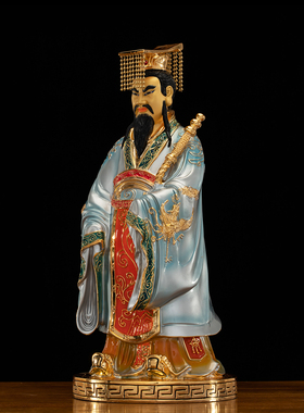 纯铜釉彩伏羲周文王孔子佛像摆件