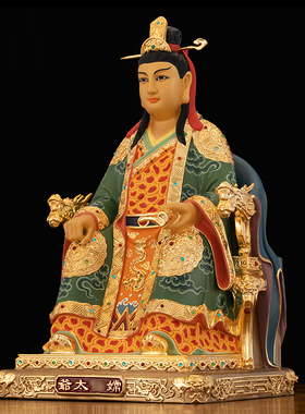 黄铜彩绘常太爷常太奶神像摆件