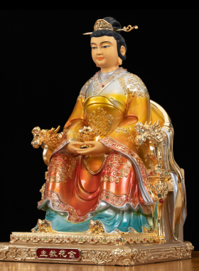 黄铜珐琅彩金花教主神像供奉摆件