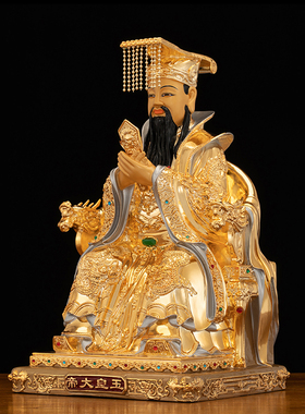 黄铜漆线雕玉皇大帝王母娘娘神像