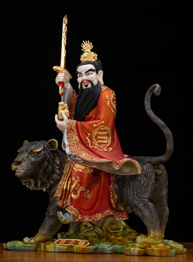 铜彩贴金张天师张道陵神像摆件
