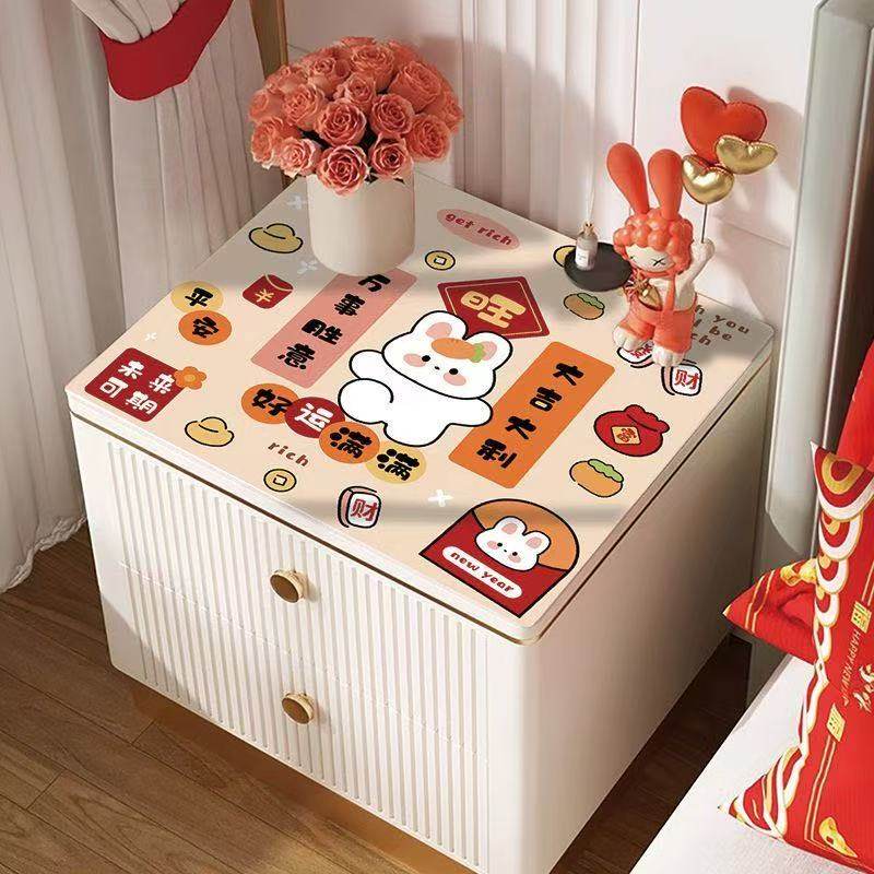 新年喜庆免洗PVC皮革床头柜垫子防水防油防尘防刮防烫桌面保护垫,淘宝优惠券,粉丝福利购,淘宝优惠卷