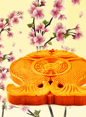 富贵有余八卦镜桃木鱼摆件