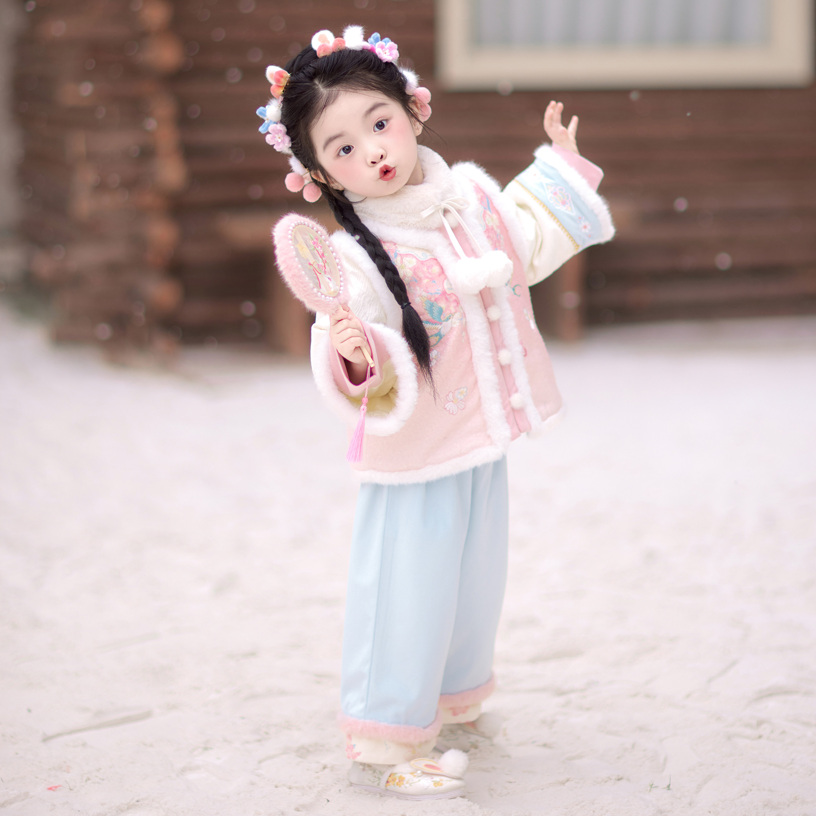 【羽灵】汉服女童冬季新款儿童唐装新中式日常款马面裙套装拜年服,淘宝优惠券,粉丝福利购,淘宝优惠卷