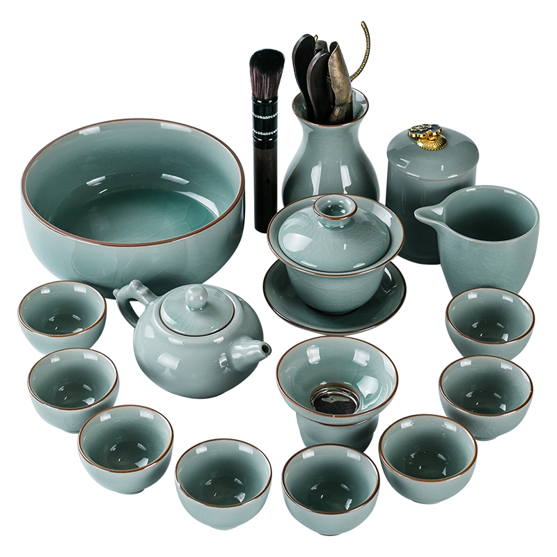 功夫茶具套装定青瓷茶壶茶杯全套一整套家用办公室泡茶器高档礼盒 - 图3