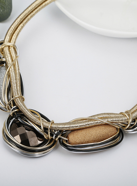 necklace set women jewelry 树脂铝条编织项链套装欧美夸张颈链