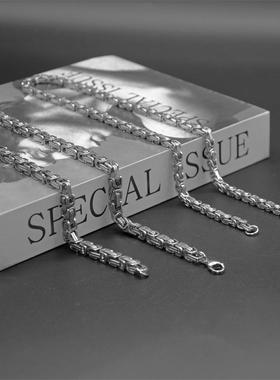 不掉色占庭项链欧美霸气钛钢链条回型链ins朋克饰品嘻哈个性百搭