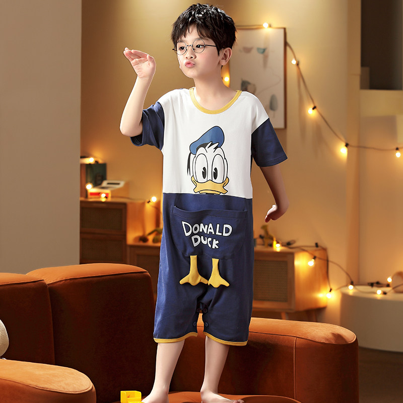 男童连体衣夏季纯棉短袖中大童睡衣 佰媛琪睡衣/家居服套装