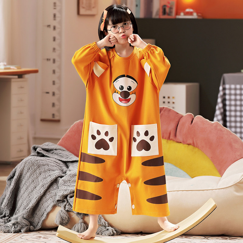 连体女童春秋纯棉可爱连体衣岁睡衣 佰媛琪睡衣/家居服套装