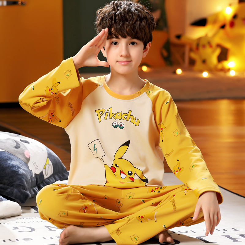 男童春秋季纯棉长袖中大童12 15睡衣 佰媛琪睡衣/家居服套装