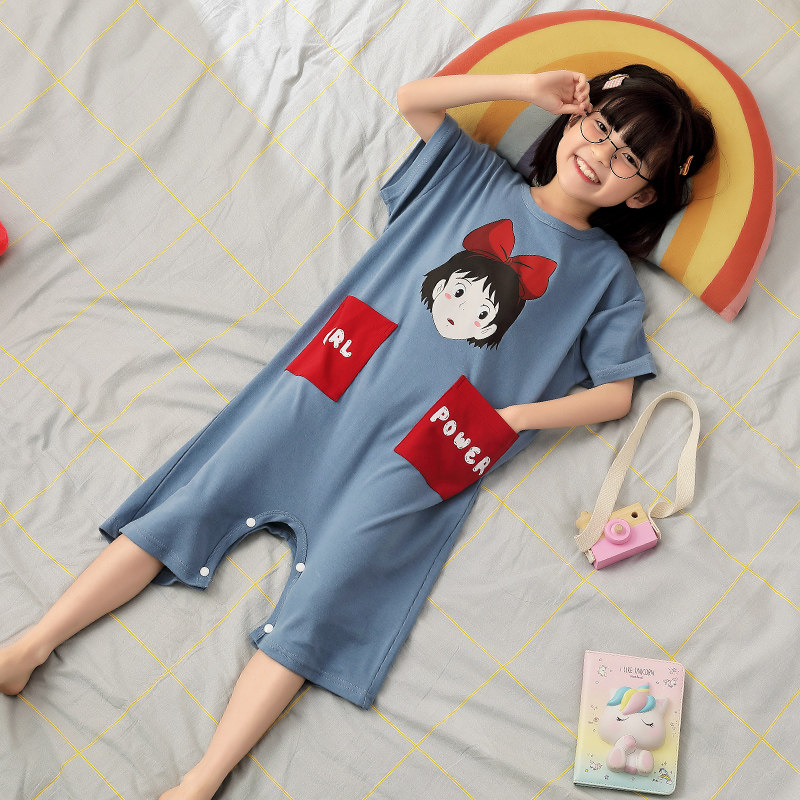 夏季小女孩睡裙纯棉中大童生连体衣 佰媛琪睡衣/家居服套装