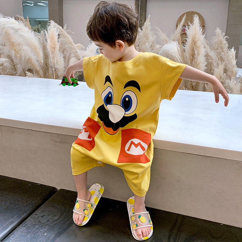 男童防踢哈衣夏季奶牛纯棉短袖睡衣 佰媛琪睡衣/家居服套装