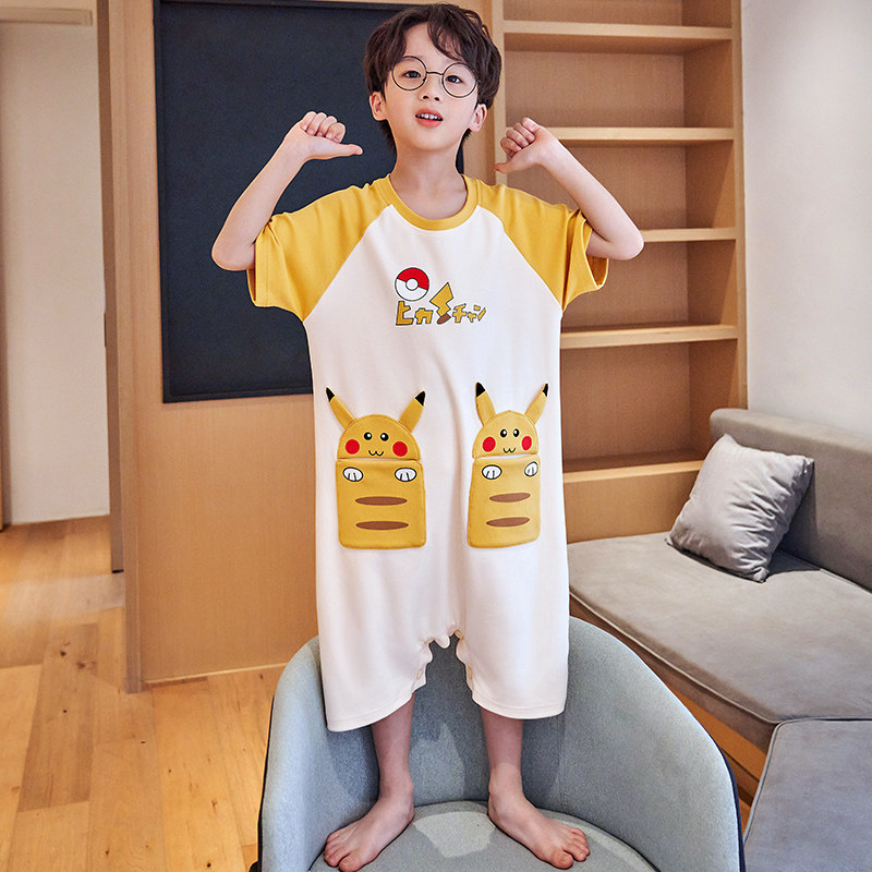 连体男童夏季纯棉短袖小男孩睡衣 佰媛琪睡衣/家居服套装