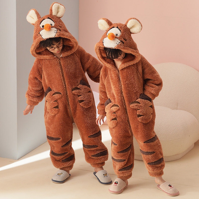 儿童连体2021新款冬季女童连帽睡衣 佰媛琪睡衣/家居服套装