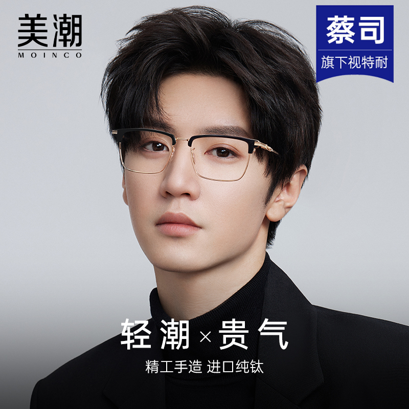 复古金丝纯钛半框眼镜近视男款可配度数眼睛大框方框斯文败类镜架 - 图3