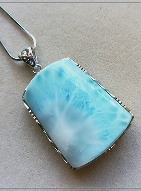 天然海纹石拉利玛吊坠镶嵌