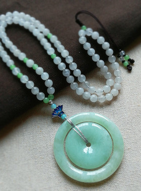 天然翡翠冰糯种浅绿玉石平安扣