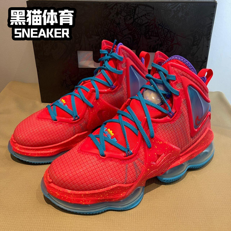 Nike LeBron 19 詹姆斯19黑红气垫男子高帮实战篮球鞋 DC9340-001 - 图0