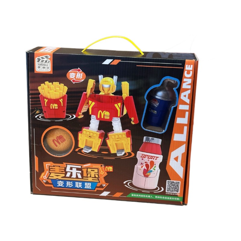 新品儿童变形机器人麦乐堡双形态变形玩具仿真汉堡薯条可乐 - 图2