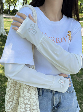 冰丝防晒袖套女夏季新款宽松防紫外线可爱卡通高颜值户外遮阳冰袖