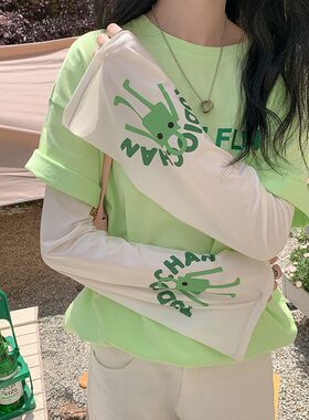 夏季新款防晒冰袖时尚加大透气轻薄防紫外线骑行臂袖宽松长款户外