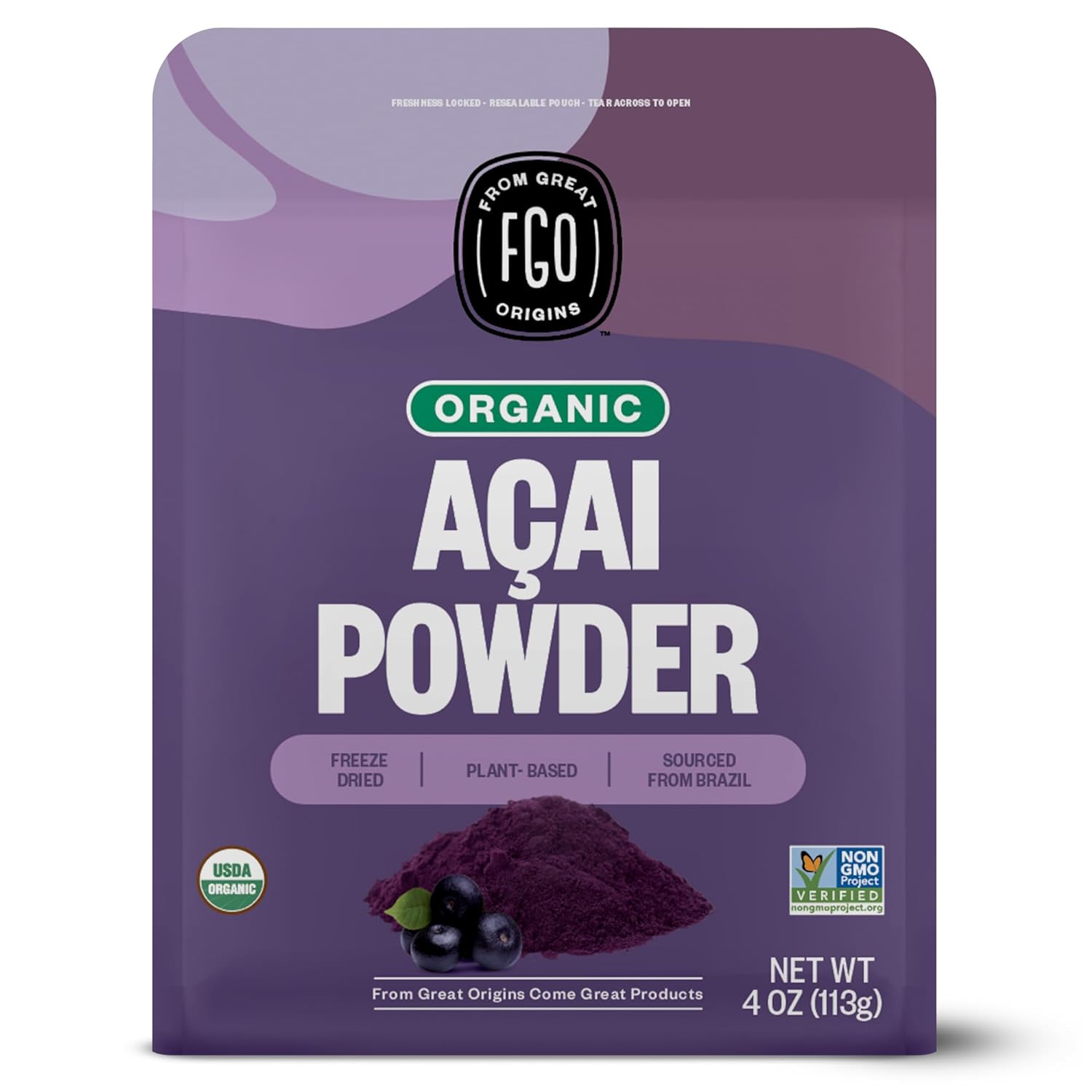 美国直邮 FGO Organic ACAI Powder天然巴西莓粉低碳无糖低脂低卡-图3