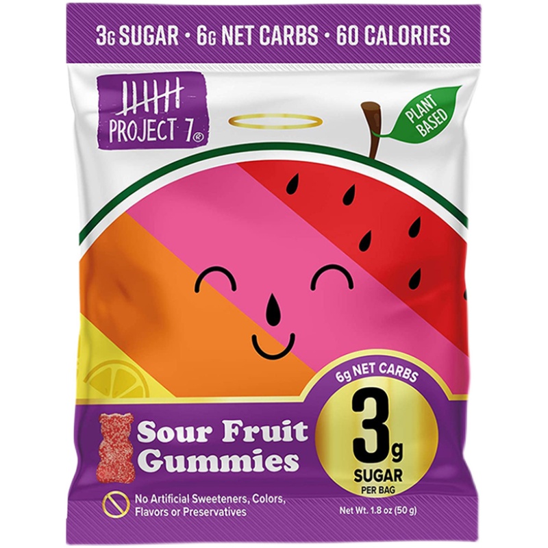 美国直邮Project7 Low Sugar Sour Fruit Gummy Bear水果小熊软糖 - 图3