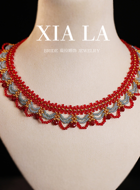 夏拉新中式撞色串珠choker古装项链女复古中国风锁骨颈链