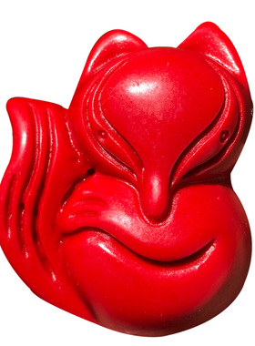 天然朱砂狐狸吊坠 女款项链本命年饰品狐娘娘桃花玉坠子红色阿狸