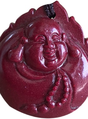 真朱砂紫金砂佛公吊坠女款宝宝平安大肚笑佛挂件生肖守护神项链