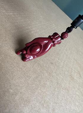 真品原矿紫金朱砂掌心有宝挂件男女款大权在握随身打麻将牌定赢戴