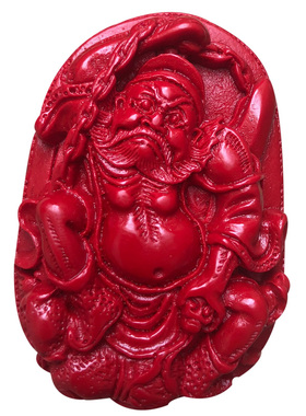 天然朱砂钟馗吊坠随身红色钟馗带链子天师挂件男女霸气关二爷挂坠